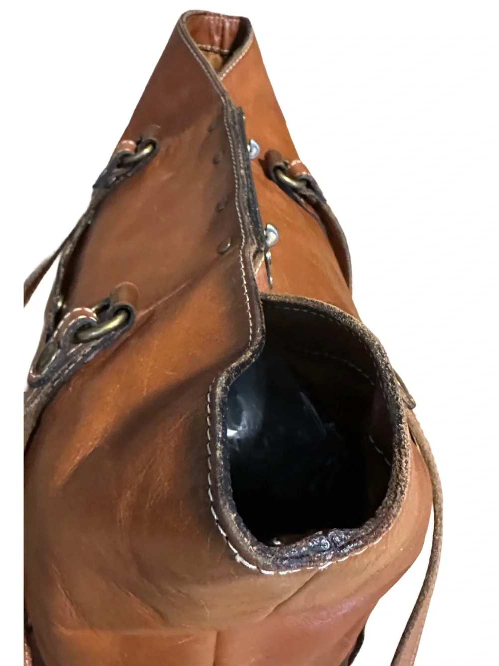 PATRICIA NASH COGNAC BROWN LEATHER BENVENUTO LARGE SHOULDER BAG